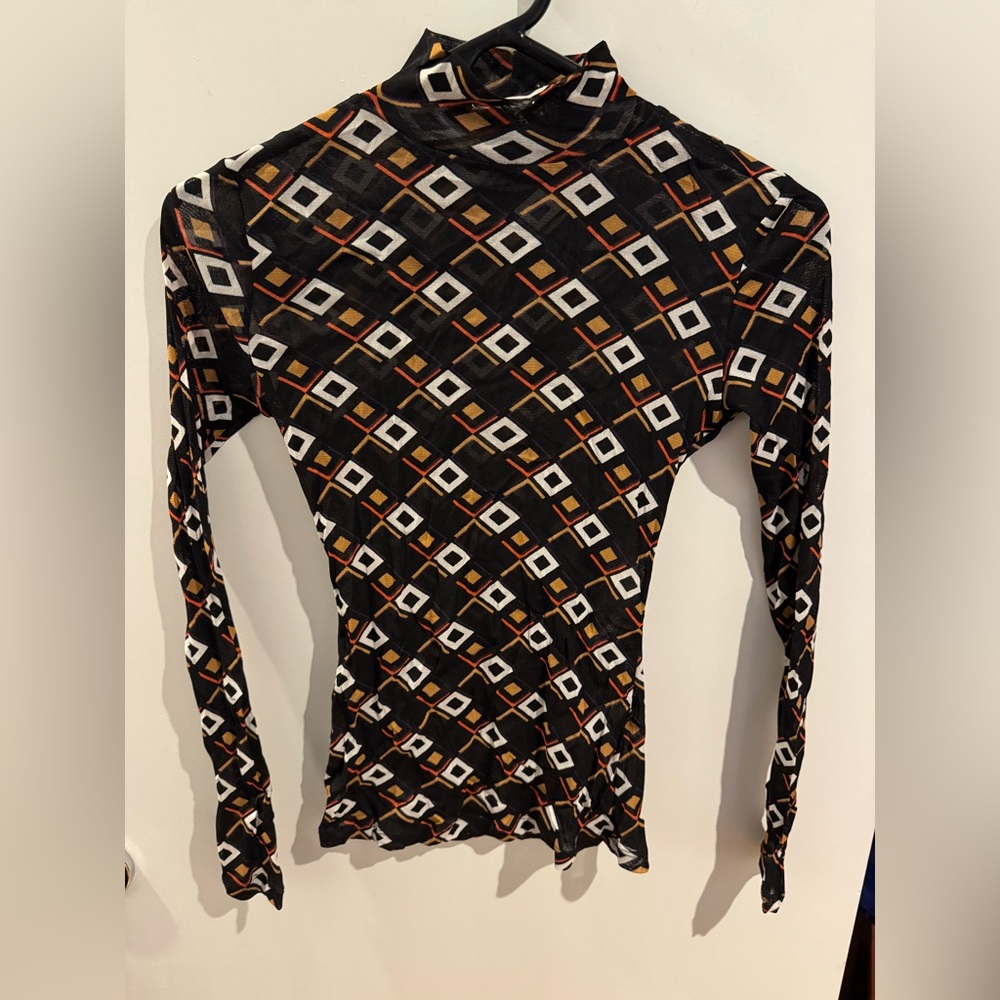 DVF - mesh top is square stripes black size xxs